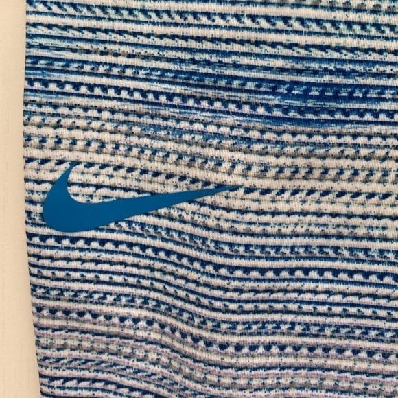 NIKE Women's Warm Dri-Fit Blue Striped Leggings Fleece Full Length Size M - Picture 5 of 10
